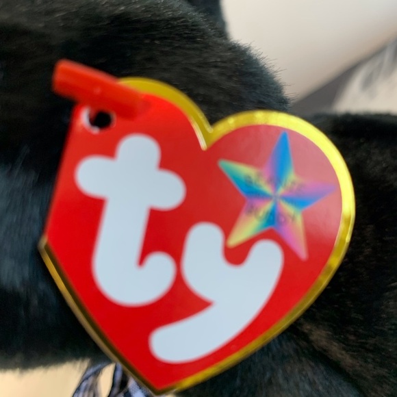 Ty (18) Black Plush Dog with Checkered Bow Luke - Picture 4 of 9